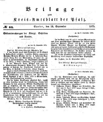 Königlich-bayerisches Kreis-Amtsblatt der Pfalz (Königlich bayerisches Amts- und Intelligenzblatt für die Pfalz) Dienstag 14. September 1875