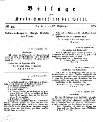 Königlich-bayerisches Kreis-Amtsblatt der Pfalz (Königlich bayerisches Amts- und Intelligenzblatt für die Pfalz) Montag 27. September 1875