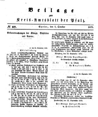 Königlich-bayerisches Kreis-Amtsblatt der Pfalz (Königlich bayerisches Amts- und Intelligenzblatt für die Pfalz) Freitag 1. Oktober 1875