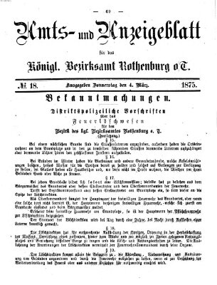 Amts- und Anzeigenblatt für das Königliche Bezirksamt Rothenburg o.T. (Amts- und Anzeigenblatt für die Stadt und das Königl. Bezirksamt Rothenburg) Donnerstag 4. März 1875