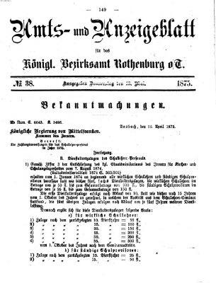 Amts- und Anzeigenblatt für das Königliche Bezirksamt Rothenburg o.T. (Amts- und Anzeigenblatt für die Stadt und das Königl. Bezirksamt Rothenburg) Donnerstag 13. Mai 1875