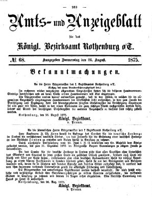 Amts- und Anzeigenblatt für das Königliche Bezirksamt Rothenburg o.T. (Amts- und Anzeigenblatt für die Stadt und das Königl. Bezirksamt Rothenburg) Donnerstag 26. August 1875