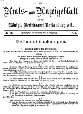 Amts- und Anzeigenblatt für das Königliche Bezirksamt Rothenburg o.T. (Amts- und Anzeigenblatt für die Stadt und das Königl. Bezirksamt Rothenburg) Donnerstag 2. Dezember 1875