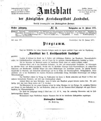 Amtsblatt der Stadt Landshut Donnerstag 14. Januar 1875