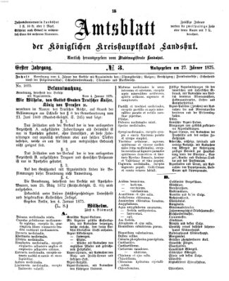 Amtsblatt der Stadt Landshut Mittwoch 27. Januar 1875