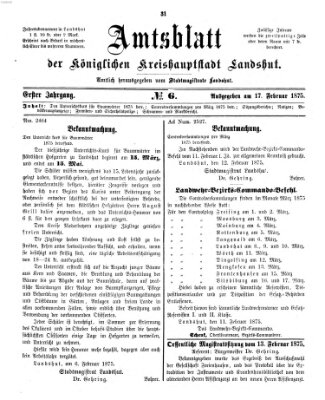 Amtsblatt der Stadt Landshut Mittwoch 17. Februar 1875