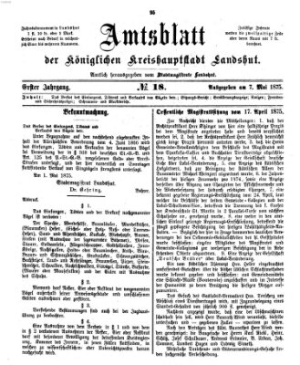 Amtsblatt der Stadt Landshut Freitag 7. Mai 1875