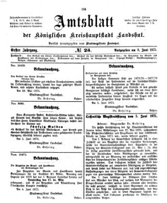 Amtsblatt der Stadt Landshut Mittwoch 9. Juni 1875