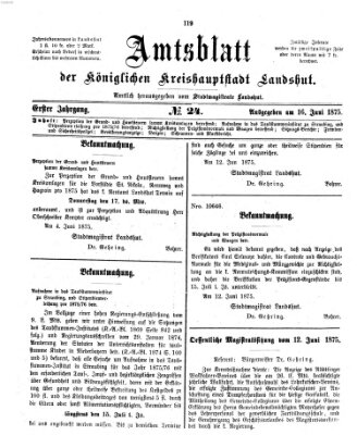 Amtsblatt der Stadt Landshut Mittwoch 16. Juni 1875