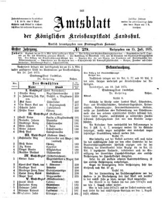 Amtsblatt der Stadt Landshut Mittwoch 21. Juli 1875