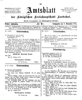 Amtsblatt der Stadt Landshut Donnerstag 4. November 1875