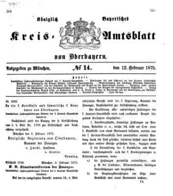 Königlich-bayerisches Kreis-Amtsblatt von Oberbayern (Münchner Intelligenzblatt) Freitag 12. Februar 1875