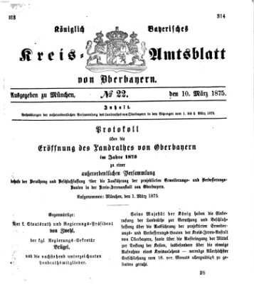 Königlich-bayerisches Kreis-Amtsblatt von Oberbayern (Münchner Intelligenzblatt) Mittwoch 10. März 1875