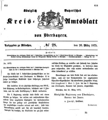 Königlich-bayerisches Kreis-Amtsblatt von Oberbayern (Münchner Intelligenzblatt) Freitag 26. März 1875