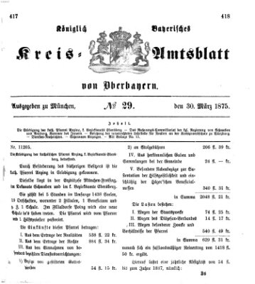 Königlich-bayerisches Kreis-Amtsblatt von Oberbayern (Münchner Intelligenzblatt) Dienstag 30. März 1875