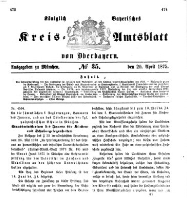 Königlich-bayerisches Kreis-Amtsblatt von Oberbayern (Münchner Intelligenzblatt) Dienstag 20. April 1875