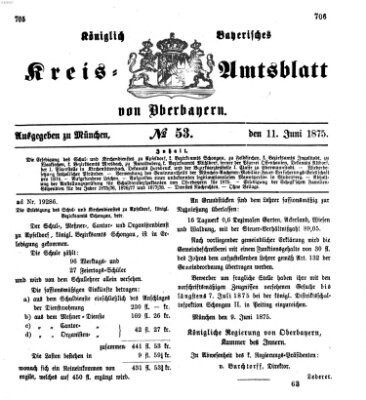 Königlich-bayerisches Kreis-Amtsblatt von Oberbayern (Münchner Intelligenzblatt) Freitag 11. Juni 1875