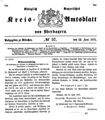 Königlich-bayerisches Kreis-Amtsblatt von Oberbayern (Münchner Intelligenzblatt) Dienstag 22. Juni 1875