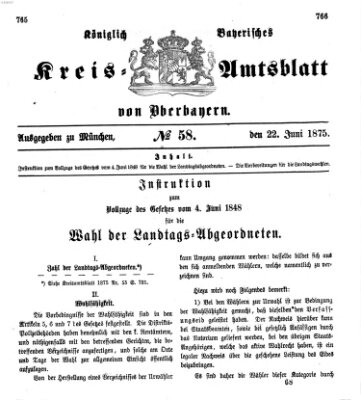 Königlich-bayerisches Kreis-Amtsblatt von Oberbayern (Münchner Intelligenzblatt) Dienstag 22. Juni 1875