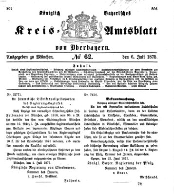 Königlich-bayerisches Kreis-Amtsblatt von Oberbayern (Münchner Intelligenzblatt) Dienstag 6. Juli 1875