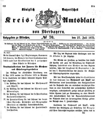 Königlich-bayerisches Kreis-Amtsblatt von Oberbayern (Münchner Intelligenzblatt) Dienstag 27. Juli 1875