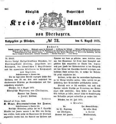 Königlich-bayerisches Kreis-Amtsblatt von Oberbayern (Münchner Intelligenzblatt) Freitag 6. August 1875