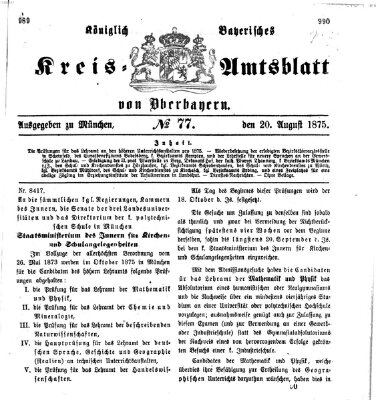 Königlich-bayerisches Kreis-Amtsblatt von Oberbayern (Münchner Intelligenzblatt) Freitag 20. August 1875