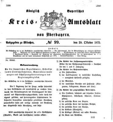 Königlich-bayerisches Kreis-Amtsblatt von Oberbayern (Münchner Intelligenzblatt) Freitag 29. Oktober 1875