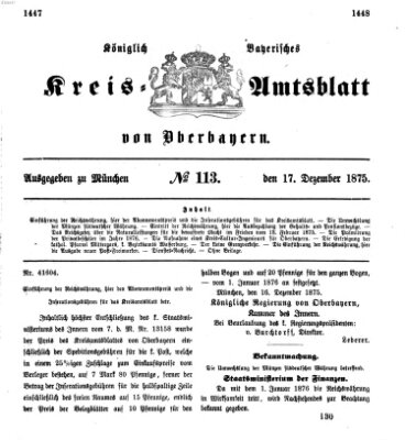 Königlich-bayerisches Kreis-Amtsblatt von Oberbayern (Münchner Intelligenzblatt) Freitag 17. Dezember 1875