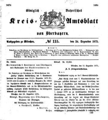 Königlich-bayerisches Kreis-Amtsblatt von Oberbayern (Münchner Intelligenzblatt) Freitag 24. Dezember 1875