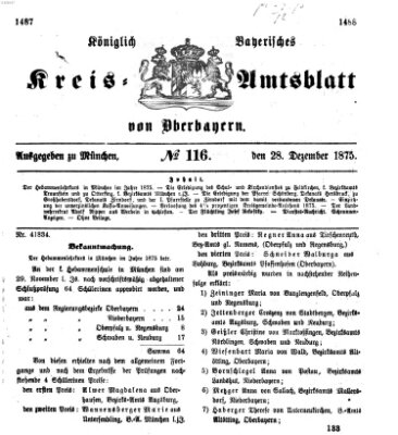 Königlich-bayerisches Kreis-Amtsblatt von Oberbayern (Münchner Intelligenzblatt) Dienstag 28. Dezember 1875