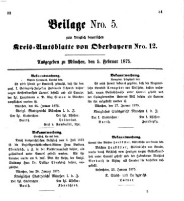 Königlich-bayerisches Kreis-Amtsblatt von Oberbayern (Münchner Intelligenzblatt) Freitag 5. Februar 1875