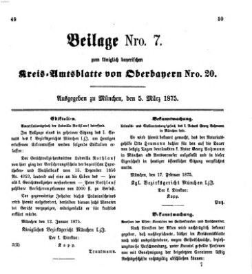 Königlich-bayerisches Kreis-Amtsblatt von Oberbayern (Münchner Intelligenzblatt) Freitag 5. März 1875