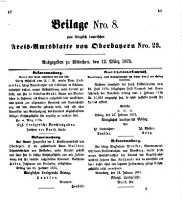 Königlich-bayerisches Kreis-Amtsblatt von Oberbayern (Münchner Intelligenzblatt) Freitag 12. März 1875