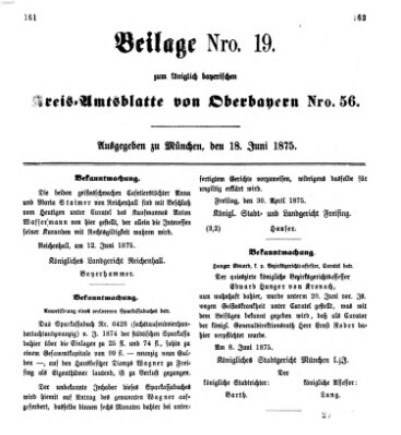 Königlich-bayerisches Kreis-Amtsblatt von Oberbayern (Münchner Intelligenzblatt) Freitag 18. Juni 1875