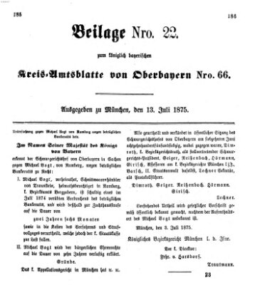 Königlich-bayerisches Kreis-Amtsblatt von Oberbayern (Münchner Intelligenzblatt) Dienstag 13. Juli 1875