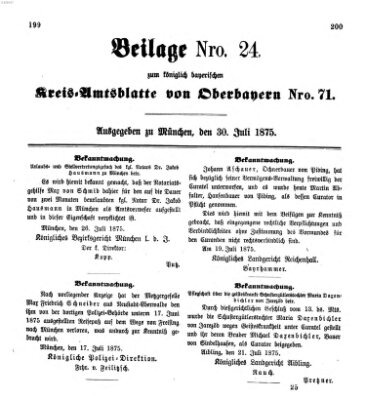 Königlich-bayerisches Kreis-Amtsblatt von Oberbayern (Münchner Intelligenzblatt) Freitag 30. Juli 1875