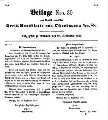 Königlich-bayerisches Kreis-Amtsblatt von Oberbayern (Münchner Intelligenzblatt) Dienstag 28. September 1875