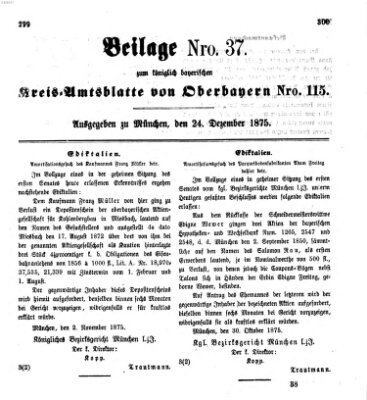 Königlich-bayerisches Kreis-Amtsblatt von Oberbayern (Münchner Intelligenzblatt) Freitag 24. Dezember 1875