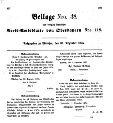 Königlich-bayerisches Kreis-Amtsblatt von Oberbayern (Münchner Intelligenzblatt) Freitag 31. Dezember 1875