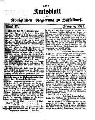 Amtsblatt für den Regierungsbezirk Düsseldorf Samstag 17. April 1875