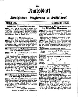 Amtsblatt für den Regierungsbezirk Düsseldorf Samstag 4. September 1875