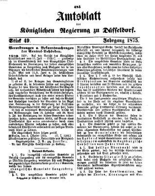 Amtsblatt für den Regierungsbezirk Düsseldorf Samstag 6. November 1875