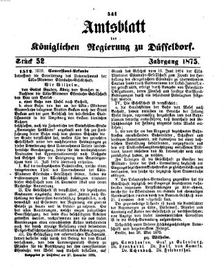 Amtsblatt für den Regierungsbezirk Düsseldorf Samstag 27. November 1875