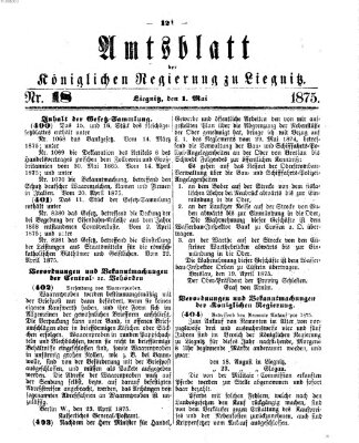 Amts-Blatt der Preußischen Regierung zu Liegnitz Samstag 1. Mai 1875