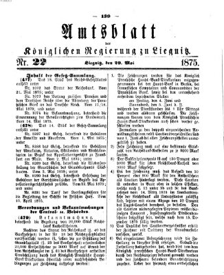 Amts-Blatt der Preußischen Regierung zu Liegnitz Samstag 29. Mai 1875