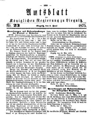 Amts-Blatt der Preußischen Regierung zu Liegnitz Samstag 5. Juni 1875