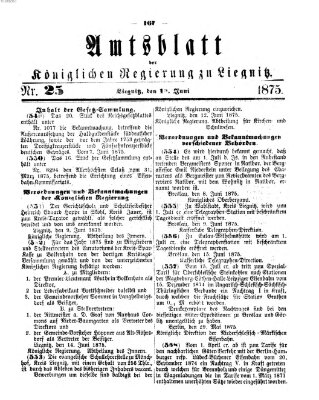 Amts-Blatt der Preußischen Regierung zu Liegnitz Samstag 19. Juni 1875