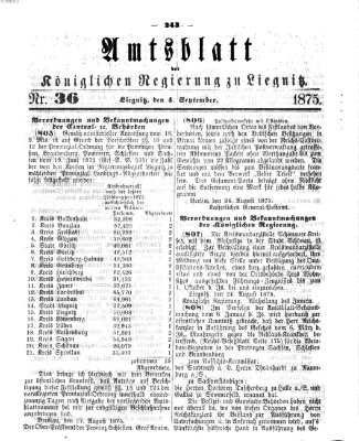 Amts-Blatt der Preußischen Regierung zu Liegnitz Samstag 4. September 1875