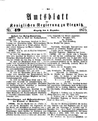 Amts-Blatt der Preußischen Regierung zu Liegnitz Samstag 4. Dezember 1875